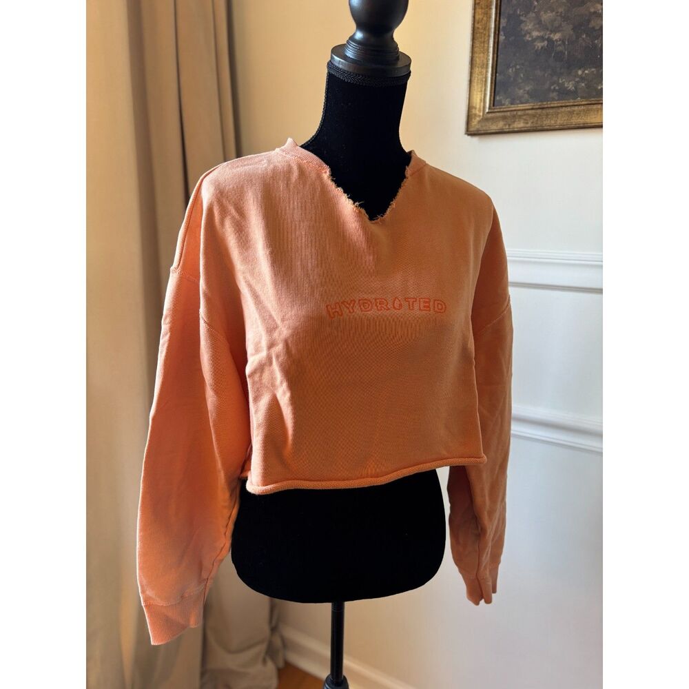 Aerie Offline Crop "Hydrated" Orange Sweatshirt Size M
